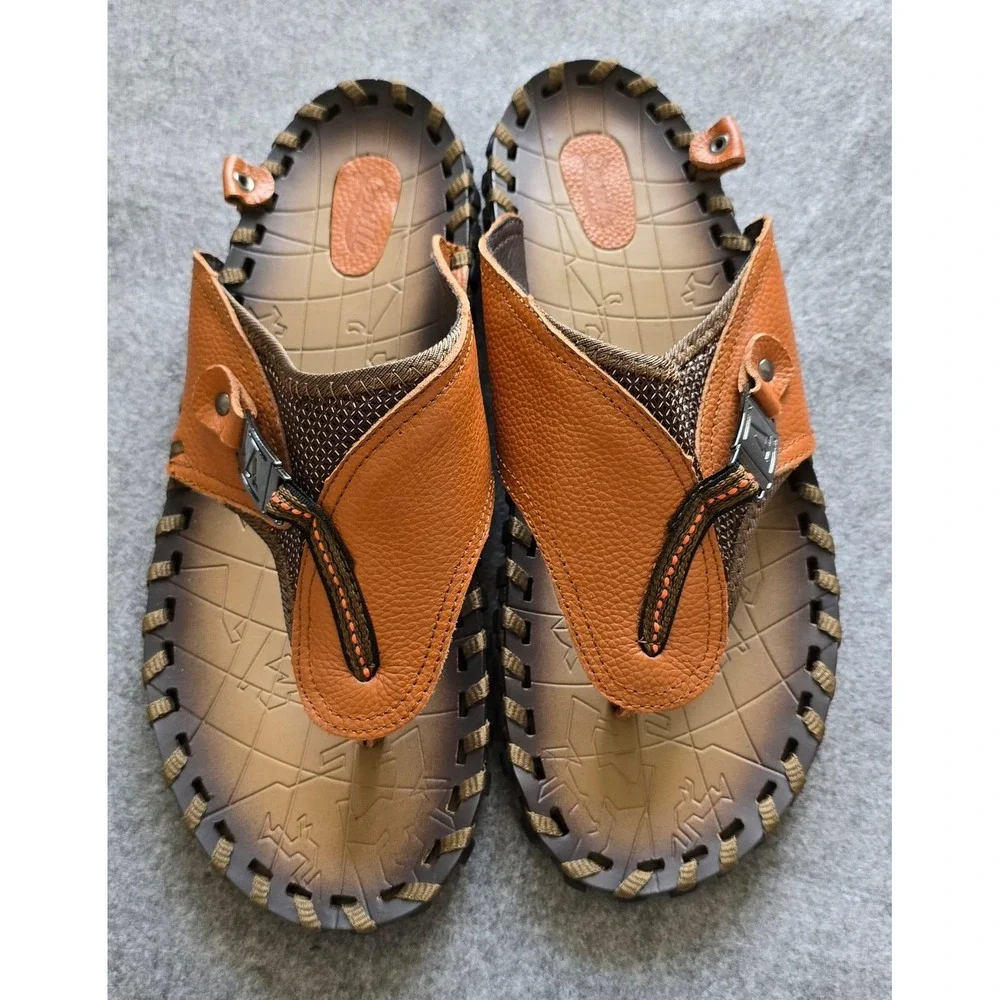 Ceville Men's Casual Woven Leather Thong Gladiator Sandals Size 10.5 / 11 NWOB